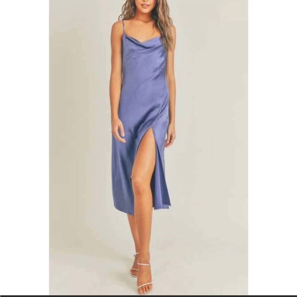 Lush Rivera blue slip dress periwinkle medium Easter prom wedding brunch NEW